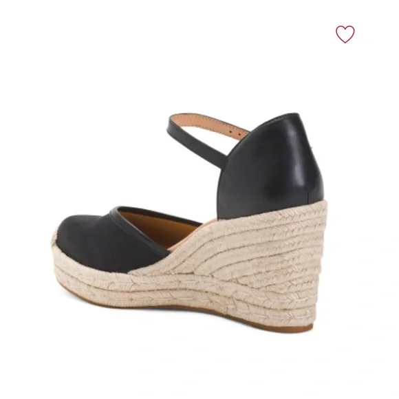 Naturalizer Black Leather Bianca Woven Wedge Sandals Women’s Size 11 - Picture 4 of 9